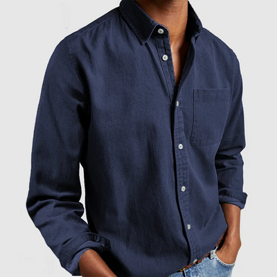Button-Up Shirt | Long Sleeve | Collared | Denim Shirt | Men's Shirt-Grace Aura