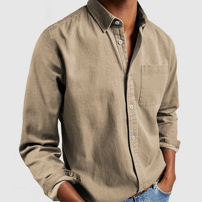 Button-Up Shirt | Long Sleeve | Collared | Denim Shirt | Men's Shirt-Grace Aura