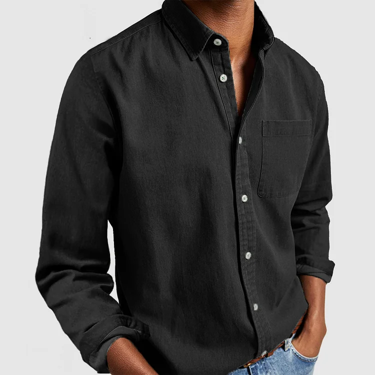 Button-Up Shirt | Long Sleeve | Collared | Denim Shirt | Men's Shirt-Grace Aura