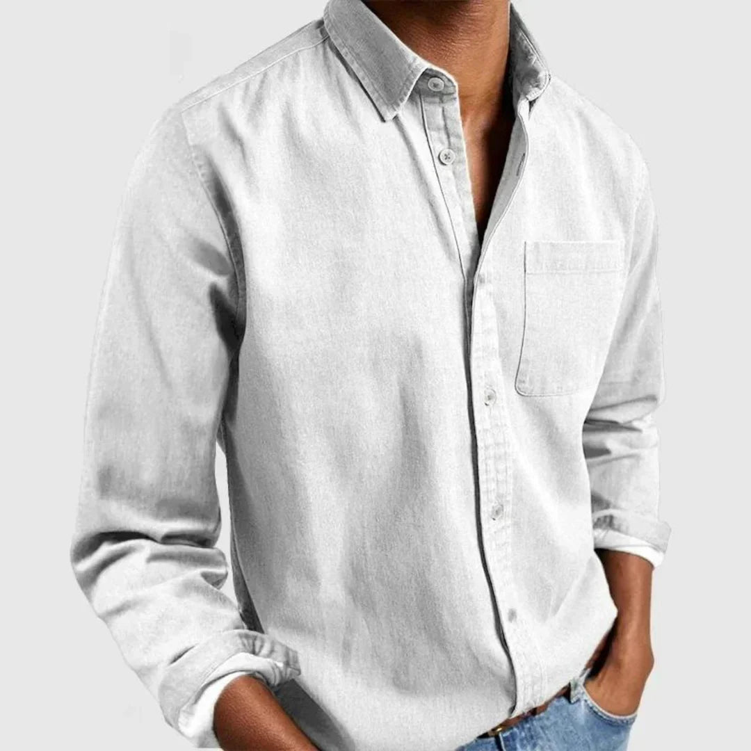 Button-Up Shirt | Long Sleeve | Collared | Denim Shirt | Men's Shirt-Grace Aura