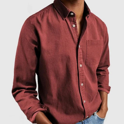 Button-Up Shirt | Long Sleeve | Collared | Denim Shirt | Men's Shirt-Grace Aura