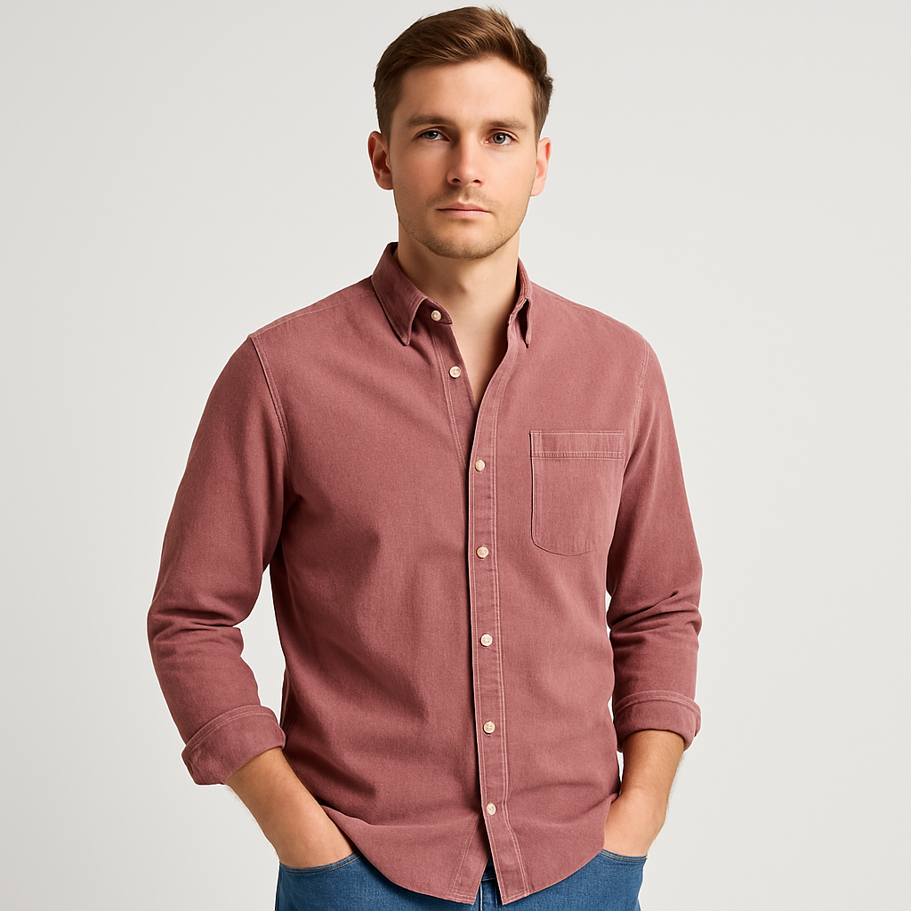 Button-Up Shirt - Men's Casual Collared Long Sleeve Shirt-Grace Aura