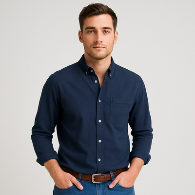 Button-Up Shirt - Men's Casual Collared Long Sleeve Shirt-Grace Aura