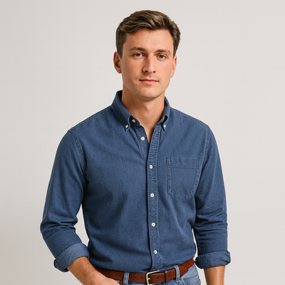 Button-Up Shirt - Men's Casual Collared Long Sleeve Shirt-Grace Aura