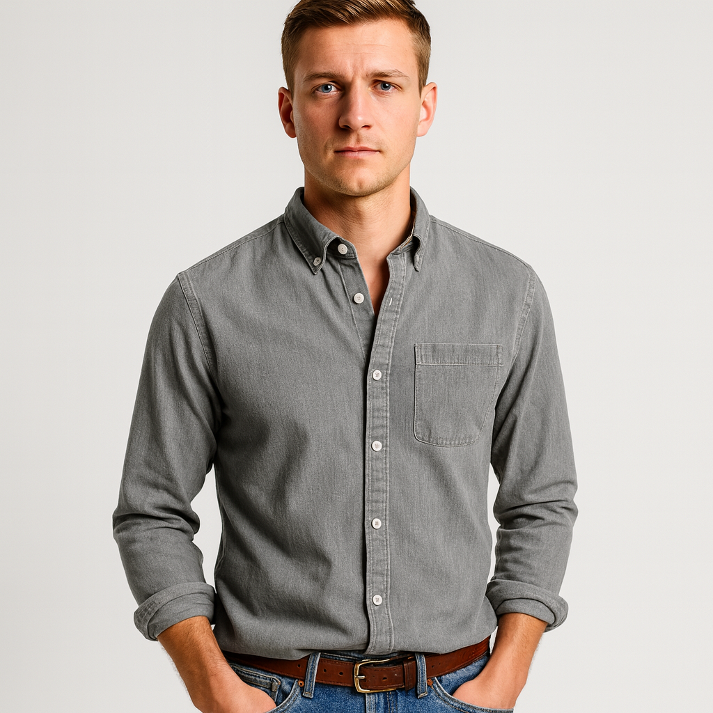 Button-Up Shirt - Men's Casual Collared Long Sleeve Shirt-Grace Aura