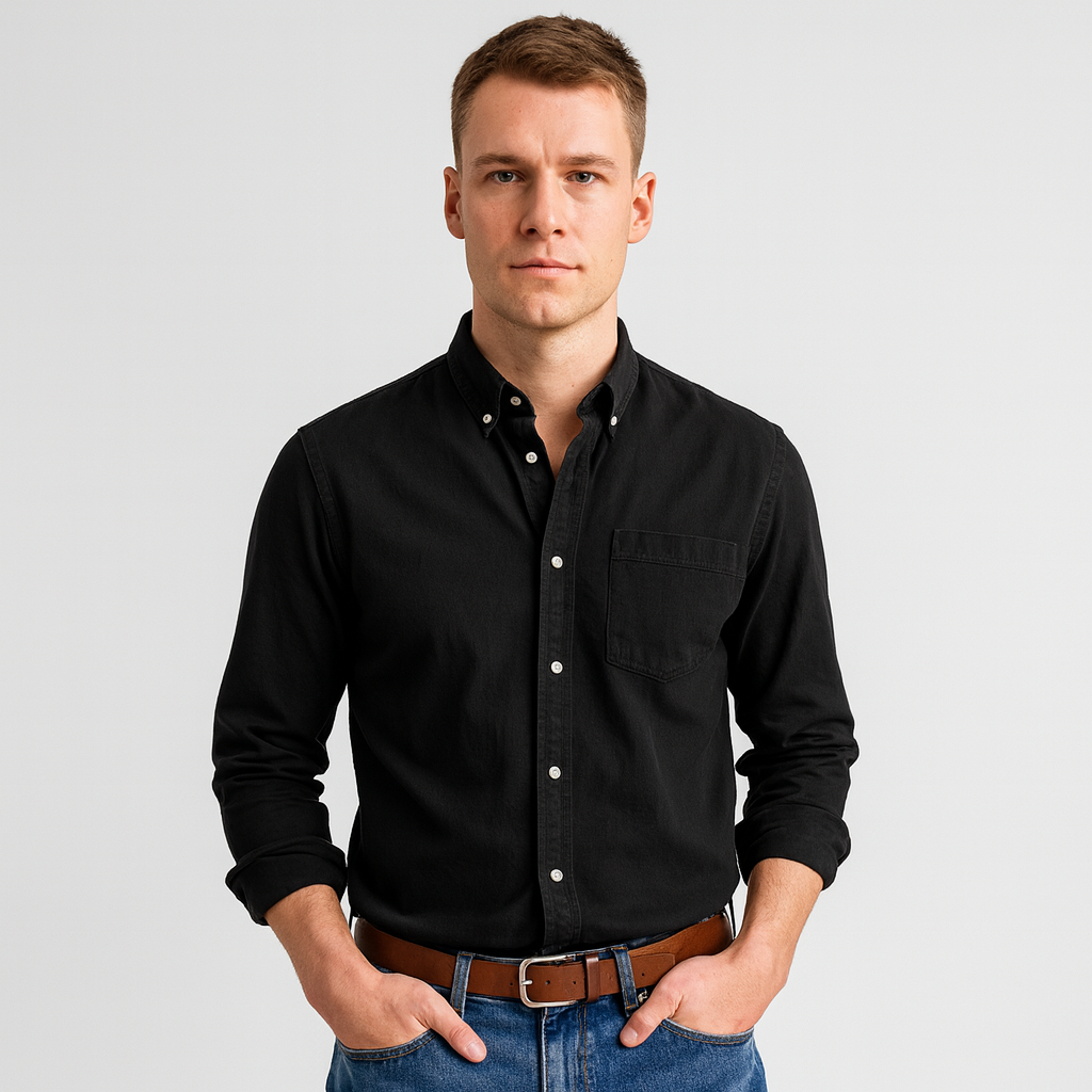 Button-Up Shirt - Men's Casual Collared Long Sleeve Shirt-Grace Aura
