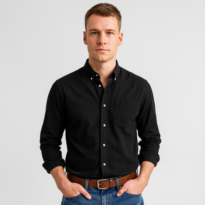 Button-Up Shirt - Men's Casual Collared Long Sleeve Shirt-Grace Aura