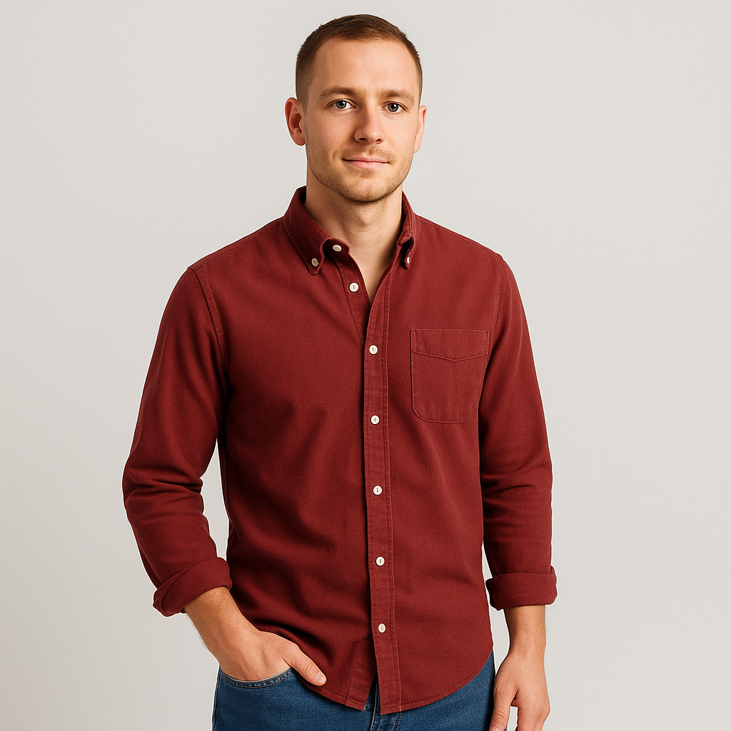 Button-Up Shirt - Men's Casual Collared Long Sleeve Shirt-Grace Aura