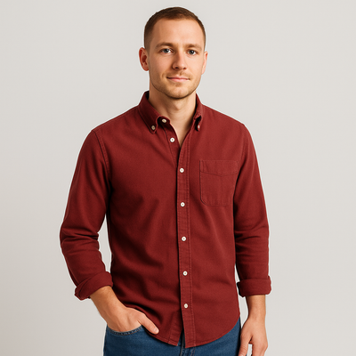 Button-Up Shirt - Men's Casual Collared Long Sleeve Shirt-Grace Aura