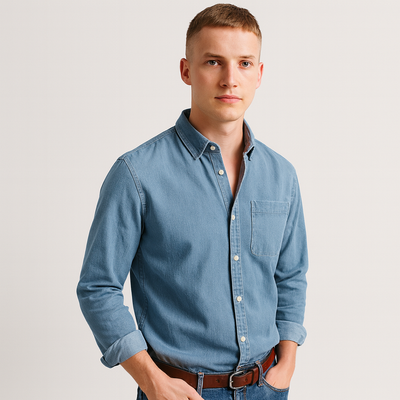 Button-Up Shirt - Men's Casual Collared Long Sleeve Shirt-Grace Aura
