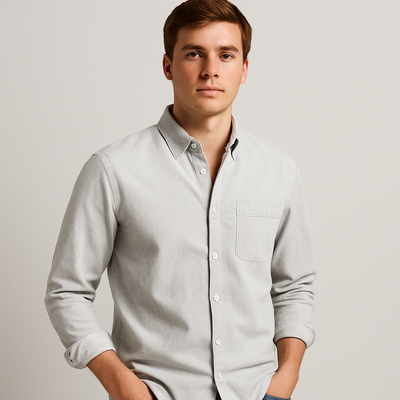 Button-Up Shirt - Men's Casual Collared Long Sleeve Shirt-Grace Aura
