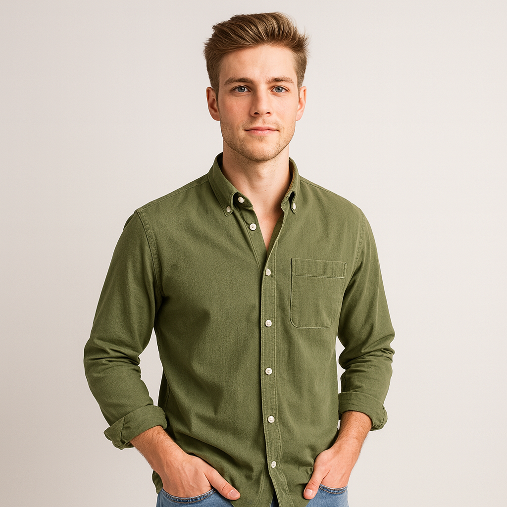 Button-Up Shirt - Men's Casual Collared Long Sleeve Shirt-Grace Aura