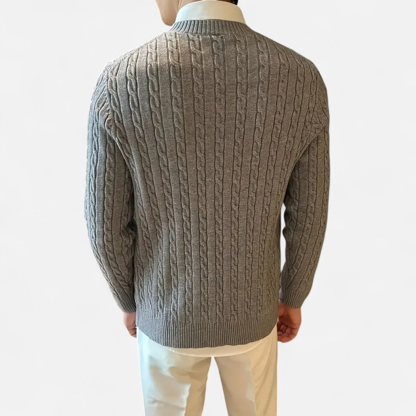 Cable Knit Sweater - Classic - Long Sleeve - Knitted Jumper - Men's Jumper-Grace Aura