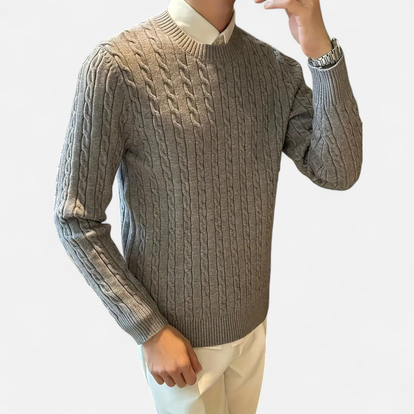 Cable Knit Sweater - Classic - Long Sleeve - Knitted Jumper - Men's Jumper-Grace Aura
