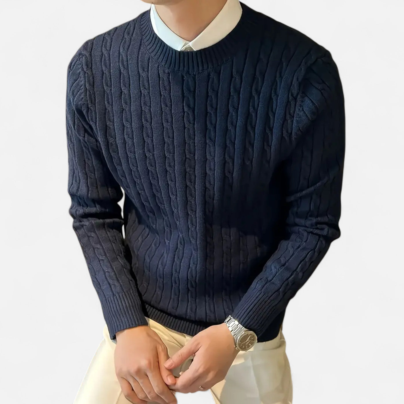 Cable Knit Sweater - Classic - Long Sleeve - Knitted Jumper - Men's Jumper-Grace Aura