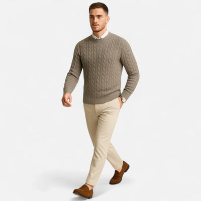 Cable Knit Sweater - Classic - Long Sleeve - Knitted Jumper - Men's Jumper-Grace Aura