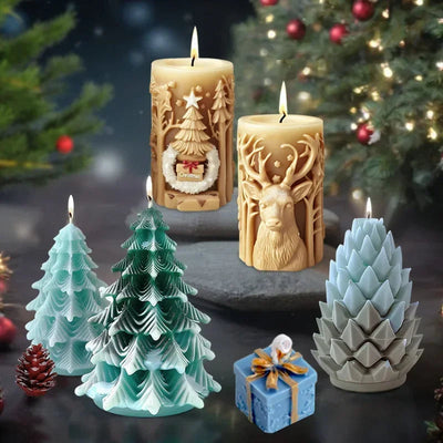 Candle Mold - Decorative 3D Christmas Candle Molds for Handmade Candles-Grace Aura