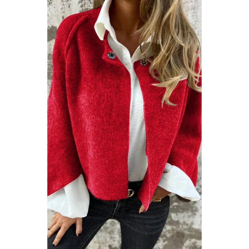 Cape Coat | Wide Sleeves | Woolen | Cape Cardigan | Women's Jacket-Grace Aura