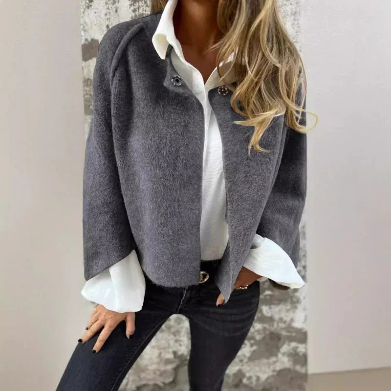 Cape Coat | Wide Sleeves | Woolen | Cape Cardigan | Women's Jacket-Grace Aura