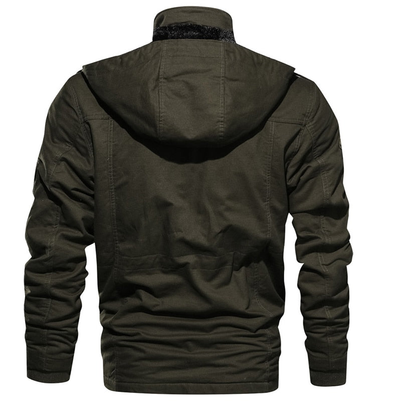 Cargo Jacket - Men's Casual Hooded Fleece Lined Jacket-Grace Aura