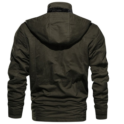 Cargo Jacket - Men's Casual Hooded Fleece Lined Jacket-Grace Aura