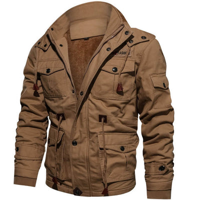 Cargo Jacket - Men's Casual Hooded Fleece Lined Jacket-Grace Aura