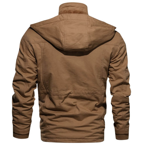 Cargo Jacket - Men's Casual Hooded Fleece Lined Jacket-Grace Aura