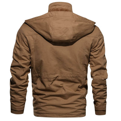 Cargo Jacket - Men's Casual Hooded Fleece Lined Jacket-Grace Aura