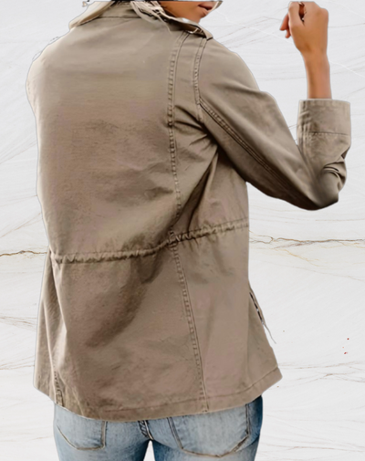 Cargo Jacket - Zip-Up - Pockets - Parka Jacket - Women's Jackets-Grace Aura