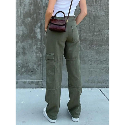 Cargo Pants | Straight Leg | Regular Waist | Loose Fit Pants | Women's Pants-Grace Aura