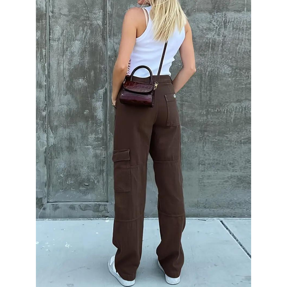 Cargo Pants | Straight Leg | Regular Waist | Loose Fit Pants | Women's Pants-Grace Aura