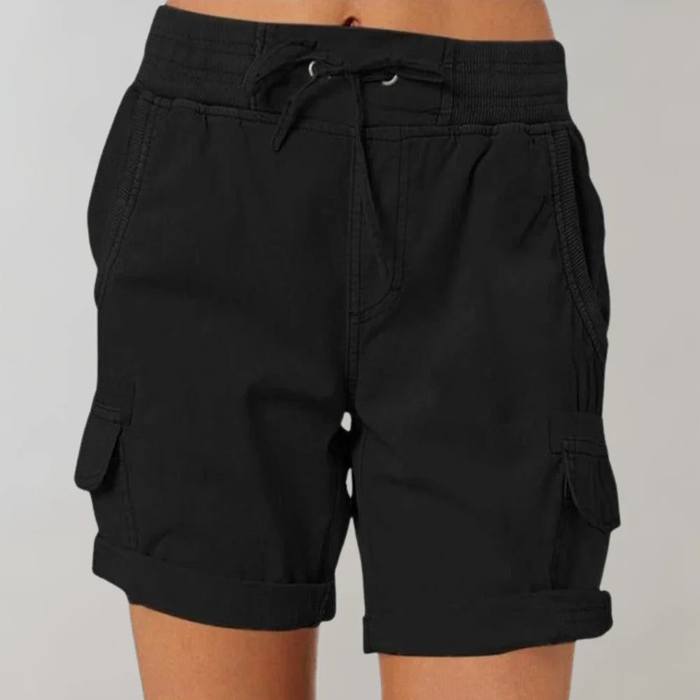 Cargo Shorts - High Waist - Drawstring - Casual Shorts - Women's Shorts-Grace Aura