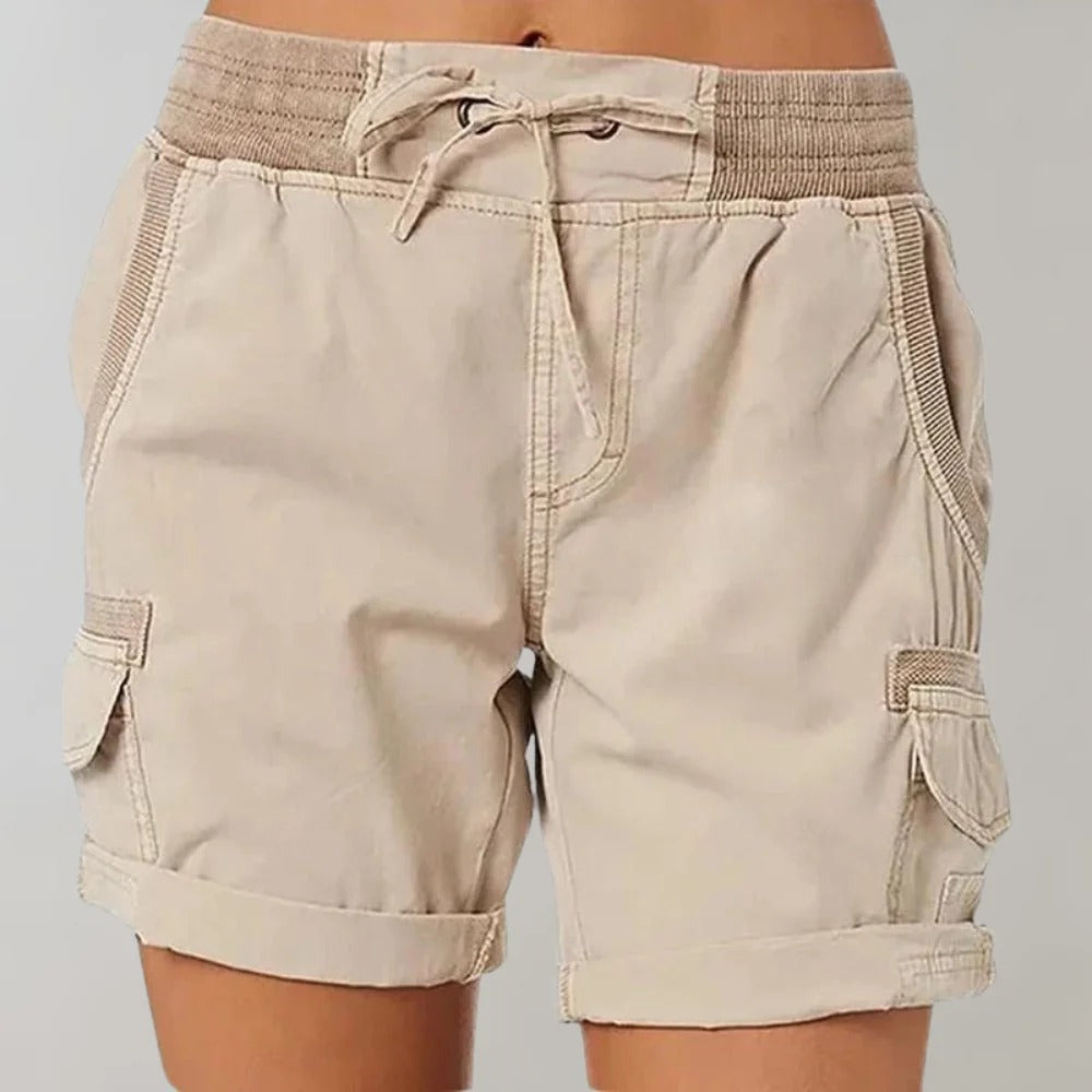 Cargo Shorts - High Waist - Drawstring - Casual Shorts - Women's Shorts-Grace Aura
