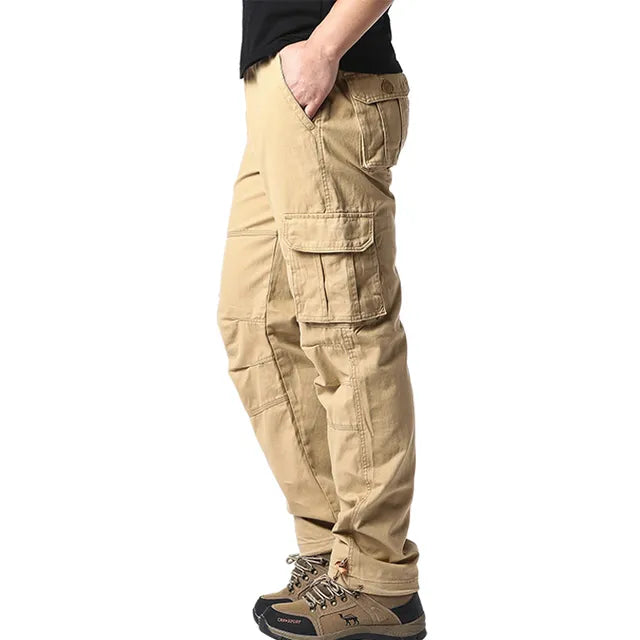 Cargo Trousers - Straight Leg - Pockets - Cargo Pants - Men's Trousers-Grace Aura