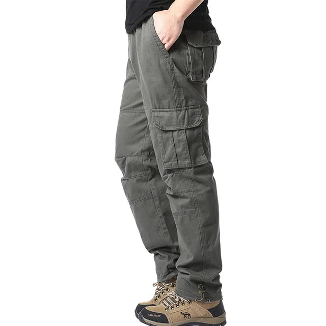 Cargo Trousers - Straight Leg - Pockets - Cargo Pants - Men's Trousers-Grace Aura