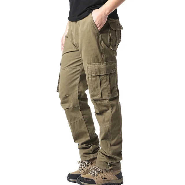 Cargo Trousers - Straight Leg - Pockets - Cargo Pants - Men's Trousers-Grace Aura