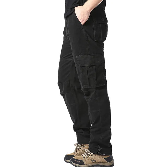 Cargo Trousers - Straight Leg - Pockets - Cargo Pants - Men's Trousers-Grace Aura