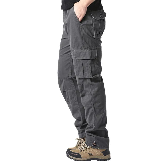 Cargo Trousers - Straight Leg - Pockets - Cargo Pants - Men's Trousers-Grace Aura