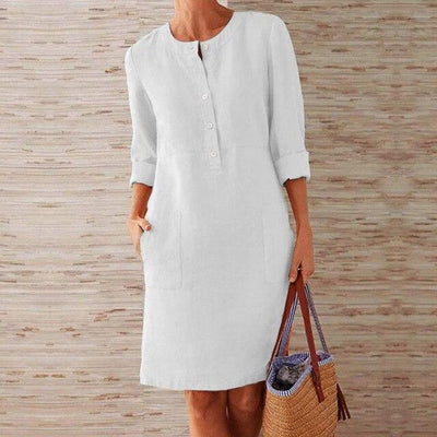 Casual Dress - Button-Up - Long Sleeve - Knee Length Dress - Summer Dress -Grace Aura