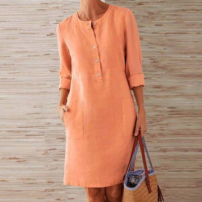 Casual Dress - Button-Up - Long Sleeve - Knee Length Dress - Summer Dress -Grace Aura