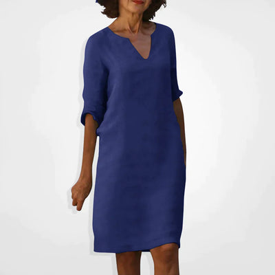 Casual Dress - V-Neck - Long Sleeve - Knee Length Dress - Summer Dress-Grace Aura