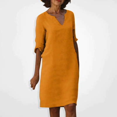 Casual Dress - V-Neck - Long Sleeve - Knee Length Dress - Summer Dress-Grace Aura
