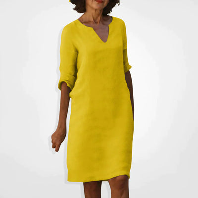 Casual Dress - V-Neck - Long Sleeve - Knee Length Dress - Summer Dress-Grace Aura