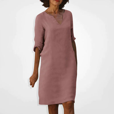 Casual Dress - V-Neck - Long Sleeve - Knee Length Dress - Summer Dress-Grace Aura