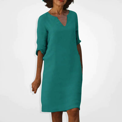 Casual Dress - V-Neck - Long Sleeve - Knee Length Dress - Summer Dress-Grace Aura