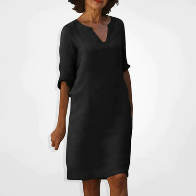 Casual Dress - V-Neck - Long Sleeve - Knee Length Dress - Summer Dress-Grace Aura