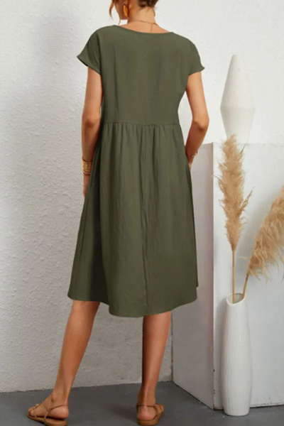 Casual Dress - Women's Loose Fit Knee Length Summer Dress-Grace Aura