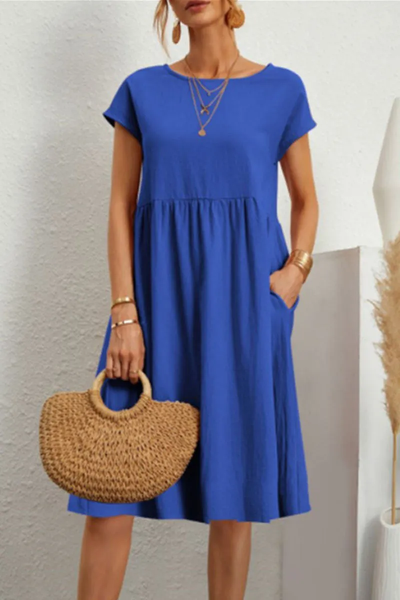 Casual Dress - Women's Loose Fit Knee Length Summer Dress-Grace Aura