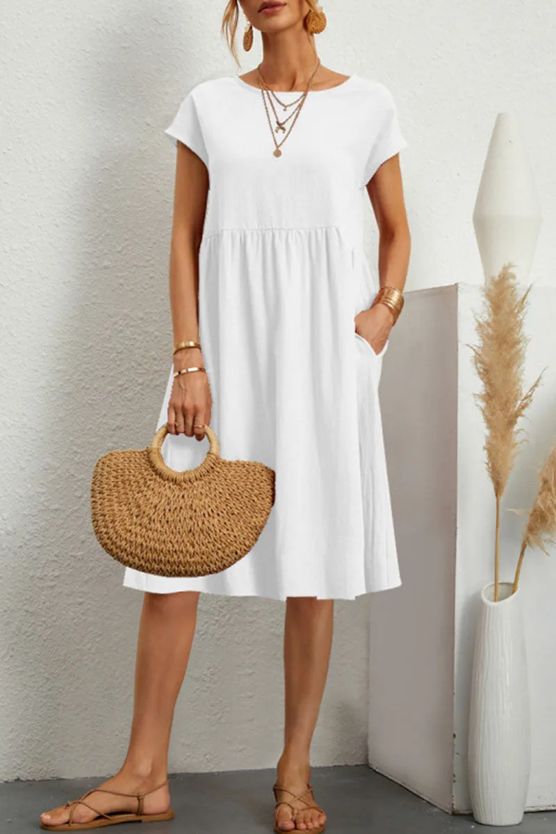 Casual Dress - Women's Loose Fit Knee Length Summer Dress-Grace Aura