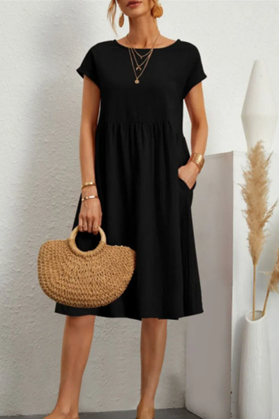 Casual Dress - Women's Loose Fit Knee Length Summer Dress-Grace Aura